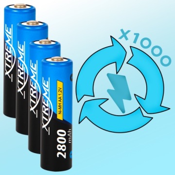 4 шт. XTREME Ni-MH АККУМУЛЯТОР AA R6 1,2 В 2800 мАч