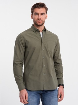Pánska bavlnená košeľa REGULAR s khaki vreckom V4 OM-SHOS-0153 XL