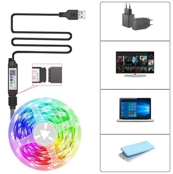 Светодиодная лента RGB USB-подсветка телевизора BLUETOOTH 4M, красочная регулировка яркости