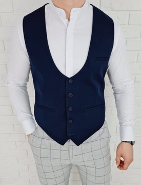 Elegancka granatowa kamizelka meska slim 1001 - XL