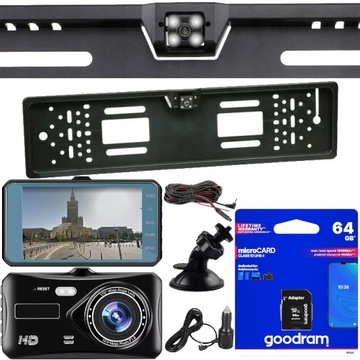 REJESTRATOR JAZDY FULL HD PL KAMERA TYŁ RAM +64GB
