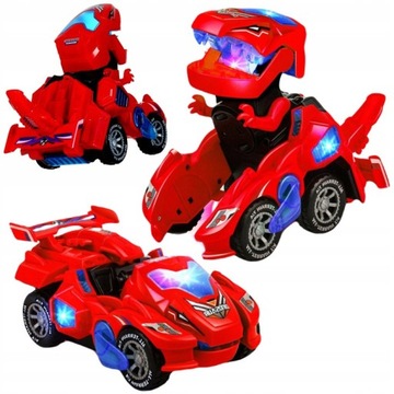 AUTO TRANSFORMENS ROBOT DINOZAUR ZMIENIAJĄCY JEŹDZI GRA ŚWIECI LED