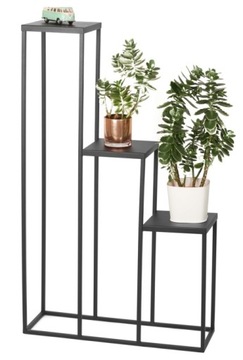 LOFT METALOWY KWIETNIK NA 3 ROŚLINY STOJAK NA KWIATY DEKORACYJNY - CZARNY