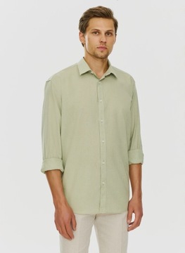 Zielona lniana koszula męska od Pako Lorente roz. XL