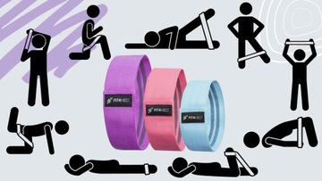 MATA FITNESS DO ĆWICZEŃ 1CM ZESTAW GUM OPOROWYCH 3X HIP BAND TAŚMY SPORT