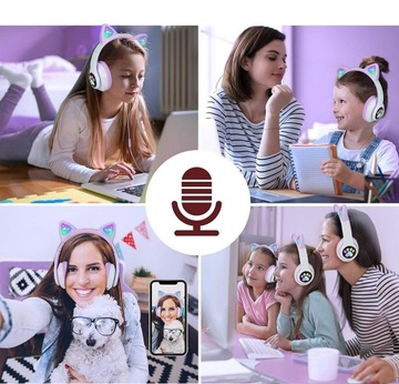 БЕСПРОВОДНЫЕ НАУШНИКИ ДЕТСКИЕ КОШАЧЬИ УШИ RGB