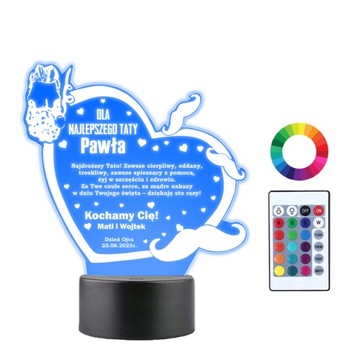 Lampka Nocna 3D LED Prezent na Dzień Ojca Imię