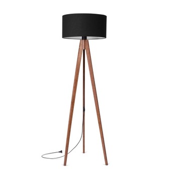 LAMPA STOJĄCA PODŁOGOWA TRÓJNÓG DREWNIANY ABAŻUR