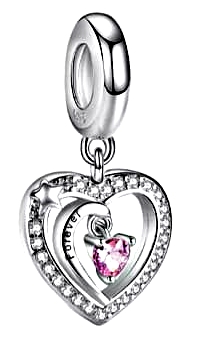 MD charms zawieszka serce kamień róż forever S925
