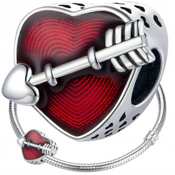 CHARMS SERCE srebro 925 koralik S925 zawieszka serce strzała love beads