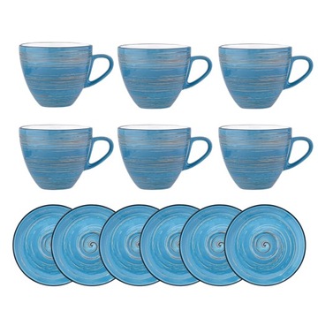 Filiżanka porcelanowa do herbaty 300 ml i spodek 15cm Wilmax niebieska 6szt