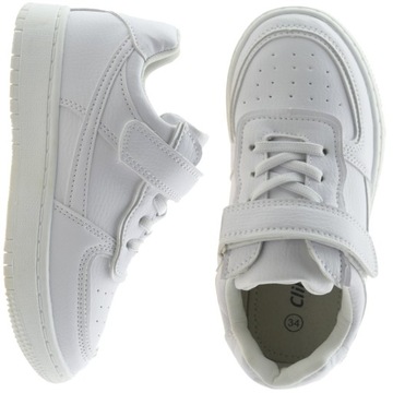 Białe buty sportowe dla dziewczynki adidasy na rzepy wkładka skóra nat r 36