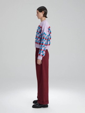 Reserved Monika Brodka sweter wełniany fioletowy ugly wzór print lawendowy