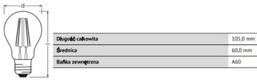 Светодиодная лампа накаливания E27 7Вт = 60Вт 4000К OSRAM