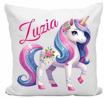 Poduszka Unicorn, Jednorożec + dowolne imię tekst na prezent