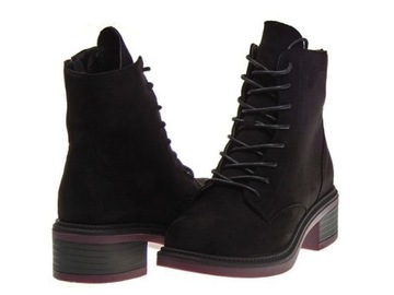 Botki damskie zamszowe ocieplane czarne r.39