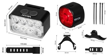 КОМПЛЕКТ ВЕЛОСИПЕДНЫХ ФОНАРОВ ПЕРЕДНИЕ И ЗАДНИЕ ВЕЛОСИПЕДНЫЕ ФОНАРИ USB-C VAYOX