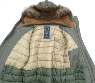 GAP UPCYLLED PUFFER STORM Parka SRR plus kurtka KHAKI XS/S