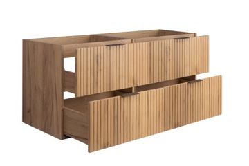 Шкафчик подвесной для ванной комнаты под умывальник 120 см, Дуб.Модные рифленые фасады МФД.