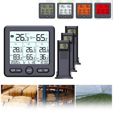 Černá LCD meteorologická stanice Pokojový teploměr Hodiny Vnitřní meteorologická stanice