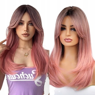 Blond Peruka Długa Włosy Fale Z Grzywką naturalny