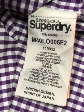 SUPERDRY Koszula Męska w Krateczkę Fioletowa r. L