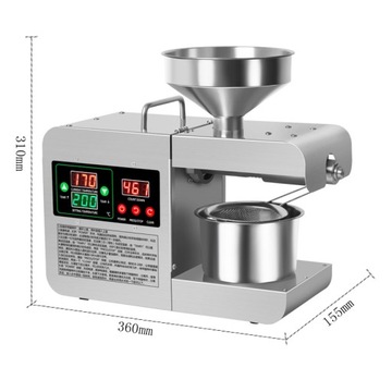 Автоматический маслопресс мощностью 1500 Вт. Измерение температуры масла.