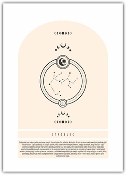 Plakat Znaki Zodiaku Strzelec 70x100 gwiazdozbiór Księżyc opis Gwiazdy