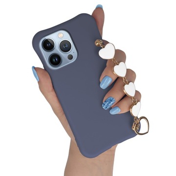 Etui Mat Granat Do IPHONE 13 PRO Łańcuszek Serca