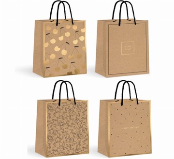 TOREBKA PREZENTOWA MAŁA 18x23 KRAFT GOLD INTERDRUK