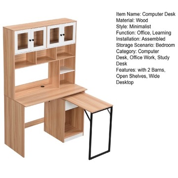 Письменный стол с полкой, рабочий стол со шкафом, письменный стол со шкафом для ПК, компьютерный стол