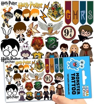 TATUAŻE ZMYWALNE TYMCZASOWE DLA DZIECI HARRY POTTER WZORY ORYGINALNE