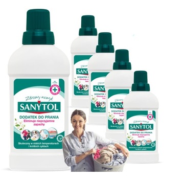 5X SANYTOL DEZYNFEKUJĄCY DODATEK PŁYN DO ODKAŻANIA PRANIA TKANIN 2,5L