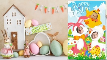 ФОТОСТЕНА С ОТВЕРСТИЕМ ДЛЯ ЛИЦА ФОН БАННЕР ПАСХА 24Ч ФОТОФОН