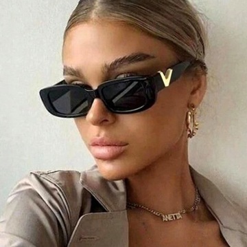 Okulary Przeciwsłoneczne Prostokątne Kobiece retro geometryczne wąskie hot