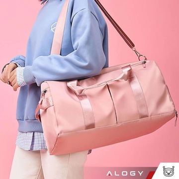Torba podróżna sportowa na ramię damska bagaż podręczny do samolotu różowa