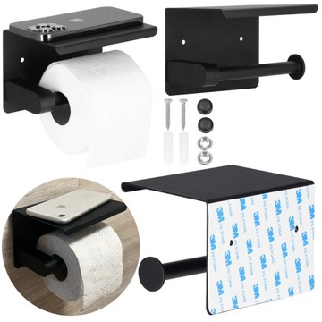 ДЕРЖАТЕЛЬ ДЛЯ ТУАЛЕТНОЙ БУМАГИ Вешалка для унитаза ЧЕРНАЯ СТАЛЬ МЕТАЛЛ LOFT С ПОЛКОЙ