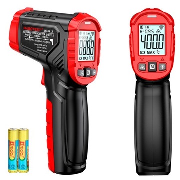 PIROMETR TERMOMETR LASEROWY BEZDOTYKOWY EMISYJNOŚĆ LCD -40 +400°C + BATERIE