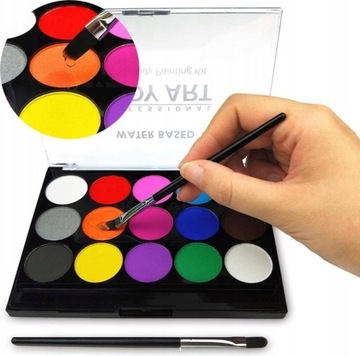 КРАСКИ КРАСКИ ДЛЯ ЛИЦА И ТЕЛА ШАБЛОНЫ ДЛЯ РАСКРАСКИ 15 ЦВЕТОВ МОЮЩИЕСЯ ДЛЯ ДЕТЕЙ