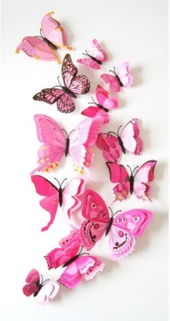 3D наклейки на стену с двойными розовыми бабочками