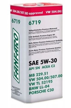 OLEJ DO VAG 5W30 1L SN / C3 / 229.51 / 504.00 507.00 / LL04 / C30 / METALOW