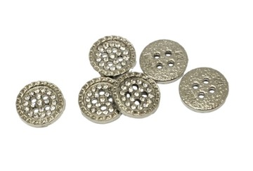 GUZIK metalowy OZDOBNY 1,2cm srebrny 1szt. 4 dziurki cyrkonie