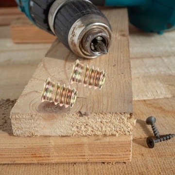 РЕЗЬБОВЫЕ ВСТАВКИ С ГАЙКОЙ ДЛЯ ДЕРЕВА