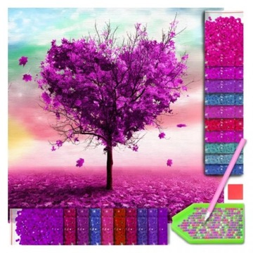 HAFT DIAMENTOWY KORALIKI MOZAIKA ZESTAW OBRAZ DIAMOND PAINTING 5D DRZEWKO