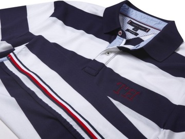 TOMMY HILFIGER KOSZULKA POLO STRIPED HEM DETAIL M