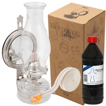 LAMPA NAFTOWA + NAFTA OLEJ KNOT ZESTAW RETRO LOFT VINTAGE MAXI Z LUSTREM