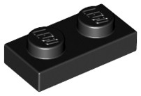 LEGO Płytka - plate 1x2 (3023) czarny 10szt