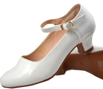 КОЖАНЫЕ ТУФЛИ С УЗОРОМ на каблуке БЕЛЫЕ r32