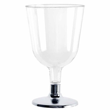 Kieliszki do wina plastikowe chrom srebrne 6szt