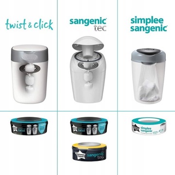 Sangenic Twist BIN ДЛЯ ИСПОЛЬЗОВАННЫХ ПОДГУЗНИКОВ + 6 ВСТАВОК TOMMEE TIPPEE